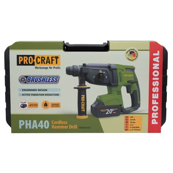 Аккумуляторный перфоратор Procraft PHA40 Кейс (с 2 акб и ЗП) 030043 фото
