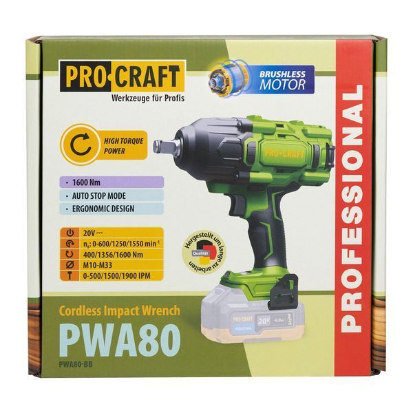 Акумуляторний гайковерт Procraft PWA80 (без АКБ та ЗП) 030080 фото